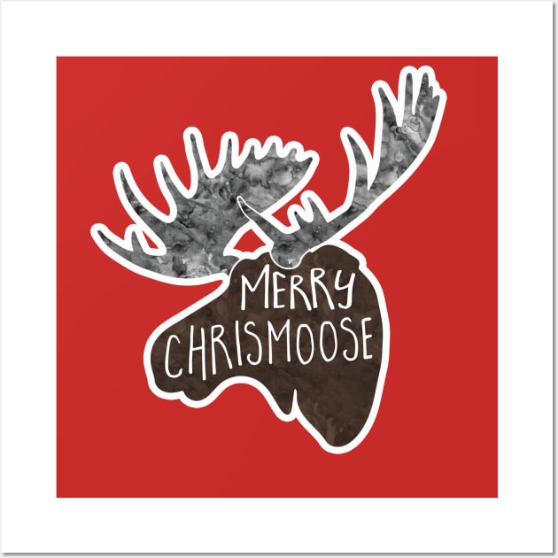 Merry Chrismoose - funny pun design Wall Art by HiTechMomDotCom